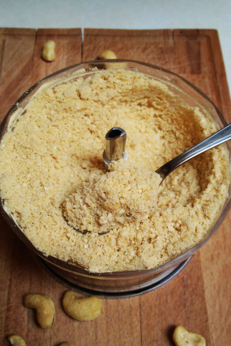 Vegan parmesan - cheese topping with cashews and nutritional yeast