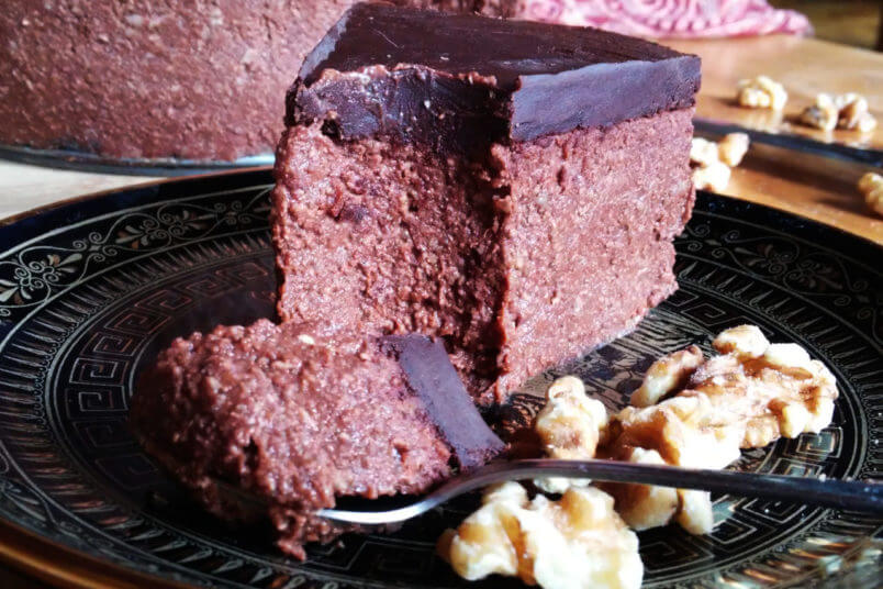 Creamy chocolate millet cheesecake - vegan millet groats cake