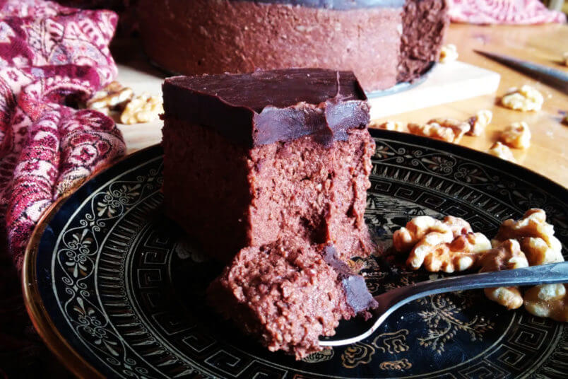 Creamy chocolate millet cheesecake - vegan millet groats cake